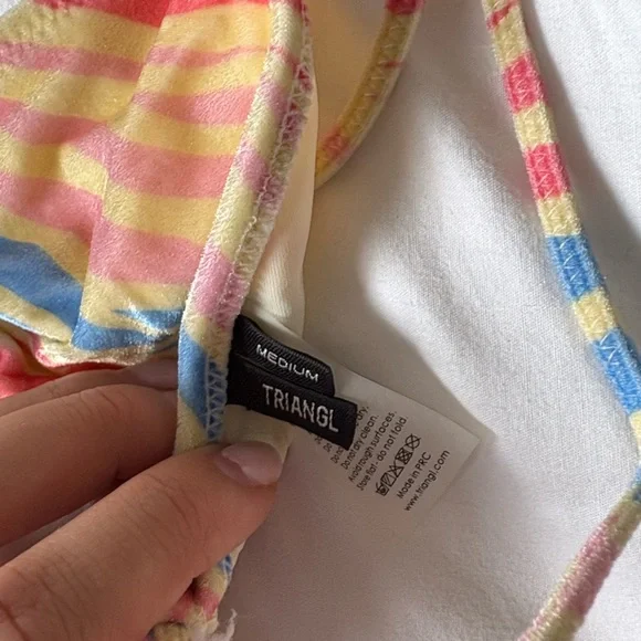 Triangle Striped/Zebra print Tie-Side Bikini Set in Pastel Multicolor Like New - Picture 8 of 13